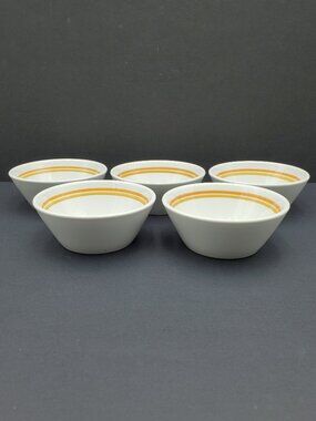 Shenango China Form Yellow & Gold Band Fruit Bowls MCM Diner Dessert Berry Bowls
